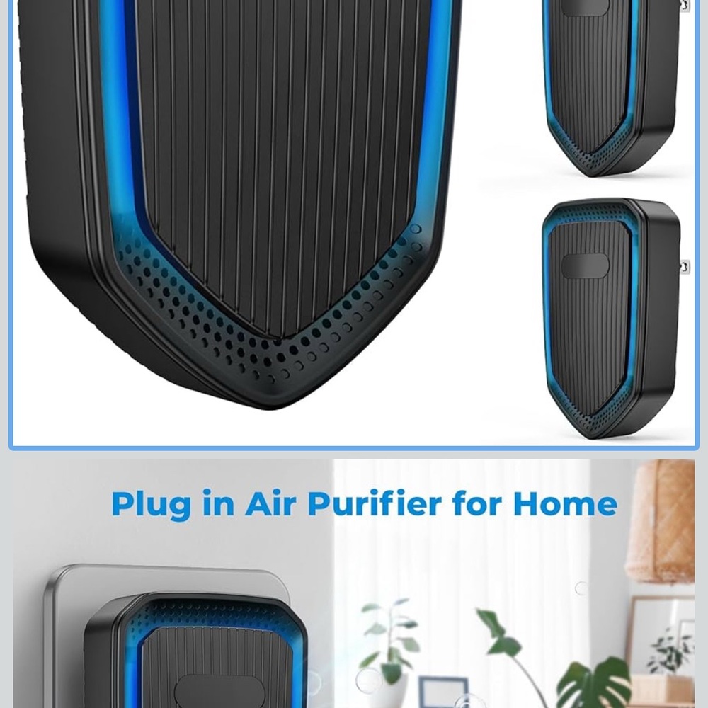 Black and Blue Plug-in Air Purifier